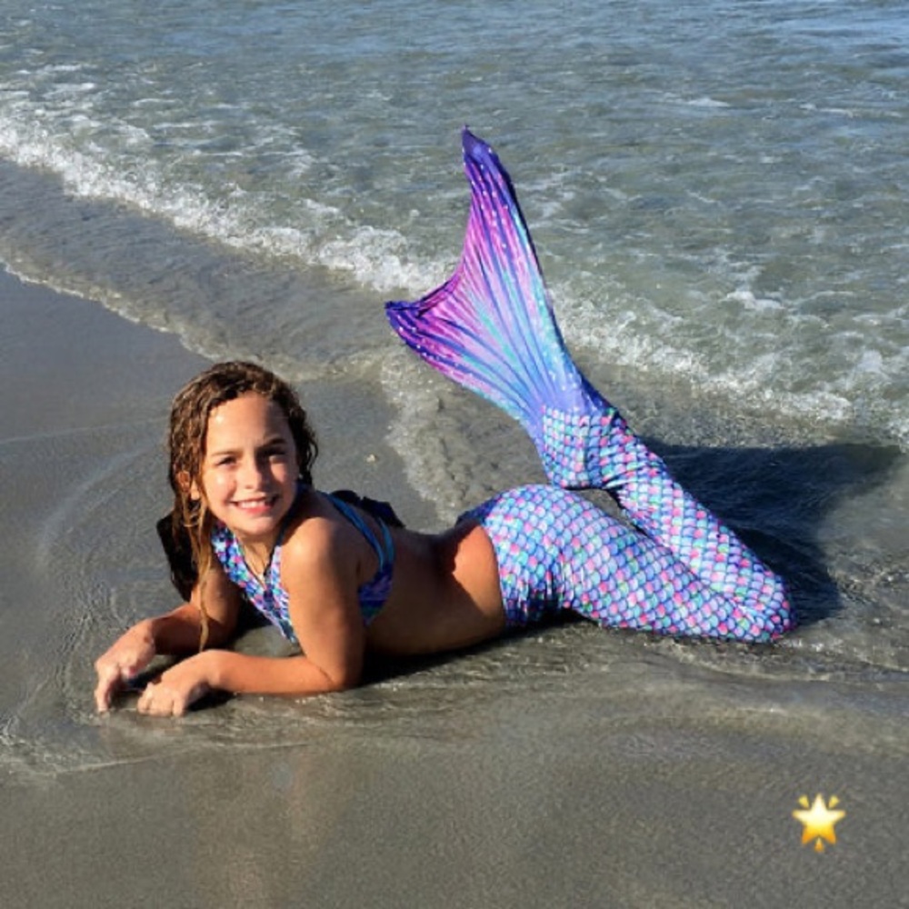 CHILD XL AGE 10-13+ AURORA BOREALIS MERMAID TAIL ONLY PINK BLUE GREEN